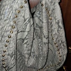 Snake Skin Hobo Shoulder Bag With Gold Studs New 30.00 