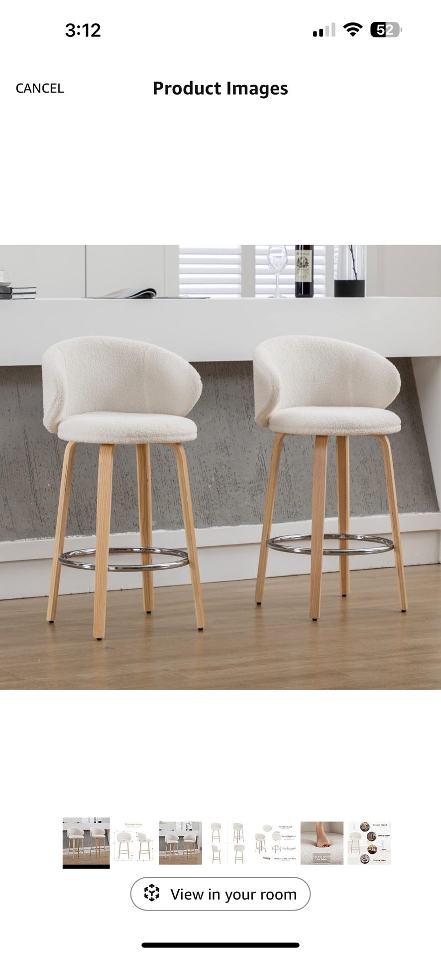 Modern White Bouclé Barstools (Set of 2) – Brand New!