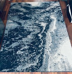 5x7 Blue & White Swirl Carpet
