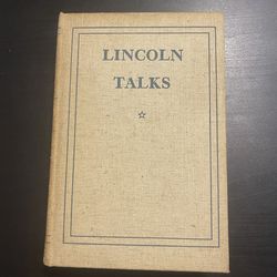 Rare 1939 First Edition Lincoln Talks by Emanuel Hertz — Hardcover Biography