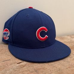 Used Older New Era Cubs SnapBack NE Blue Red C MLB Baseball Cap Sports Activewear 