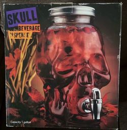 Glass Skull Beverage Dispenser New