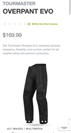 Tourmaster Men’s Motorcycle Overpants Size Medium Rainguard Pads Hips & Knees