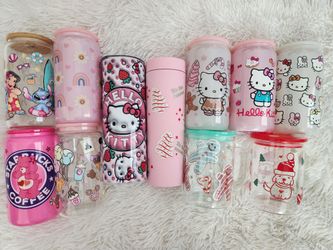 Tumblers, Cups, Glass Cups, Cute Cups | LAST MINUTE Christmas Gifts Presents Hello Kitty, Disney Stitch Care Bears Dogs Gingerbread