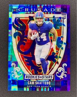 2025 Panini Rookies & Stars Crusade Cam Skattebo #21 BLUE PANDORA RC SSP GIANTS