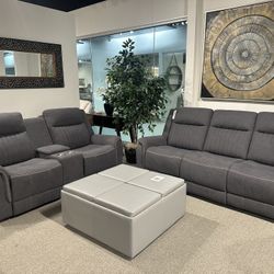 Gray Sofa & Loveseat 4x Recliners 