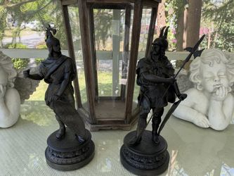 17 inch antique spelter warriors