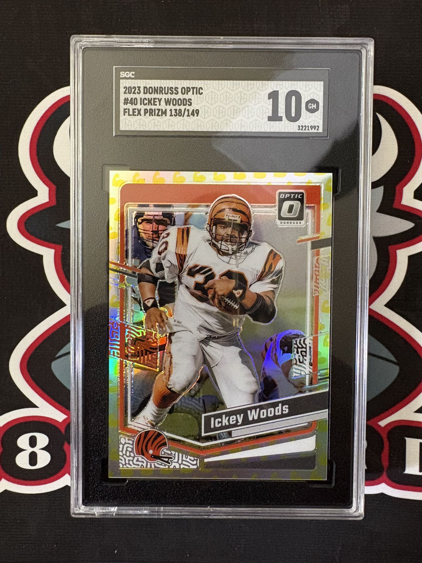 2023 Donruss Optic #40 Ickey Woods Flex Prizm 138/149 SGC 10