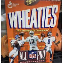Vintage 1996 Wheaties NFL All-Pro Quarter Backs Cereal Box (Marino Elway Aikman) Unopened