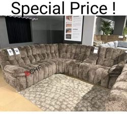 Brown / Dark Gray Power Reclining Sectional Sofa  // Limited Time Offer 