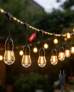 48FT Solar-Powered Outdoor String Lights With 15 Lights For Patio
