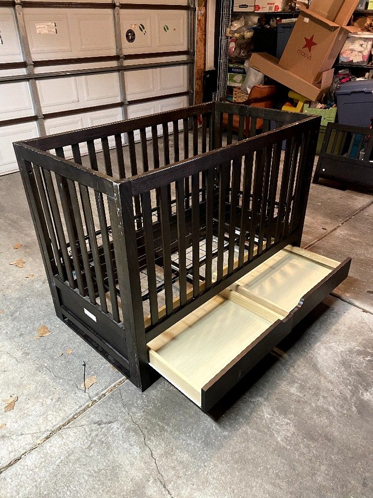 2-drawer Dresser, Mattress and Baby Crib