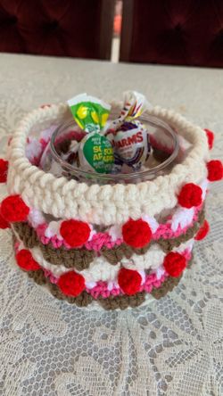 Hand made crochet candy holder
