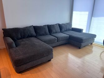 Sectional with right and left chaise and cocktail ottoman (delivery available)
