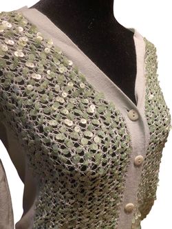Sequin Embellished Knit Cardigan Sweater Light Green Small & Medium Available