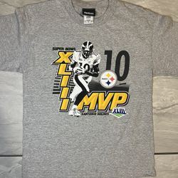 Vintage Pittsburgh Steelers Santonio Holmes Super Bowl XLIII MVP Shirt Youth L