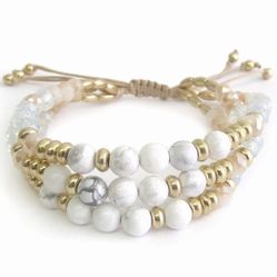 *SALE PRICE* Multi Strand White Gold Bead Tie Bracelet *See My Other 800 Items*