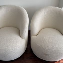  Ivory Boucle Accent Chairs