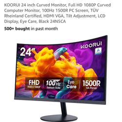 24” Curved Monitor And LED Keyboard And Mouse