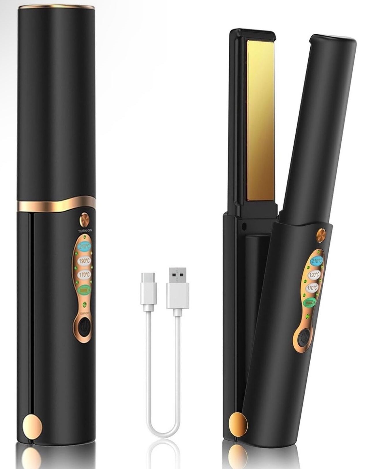 Portable Titanium Cordless Hair Straightener for Edges Bangs, Heat Up in Seconds