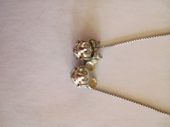 925 Sterling Silver Mickey Mouse And Minnie  Necklace