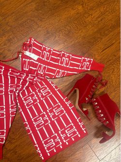 Red and White Aztec  BodyCon  Dress