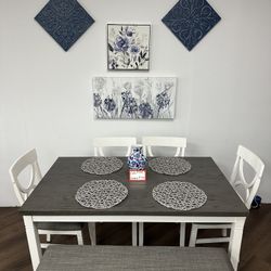 6pc Dining Table & Bench 