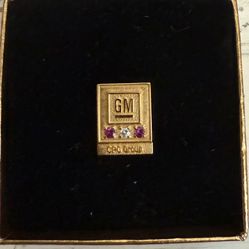 Vintage GM/AC 30 year Service Pin Tie Tac 2-Rubies & 1-Diamond 10K 