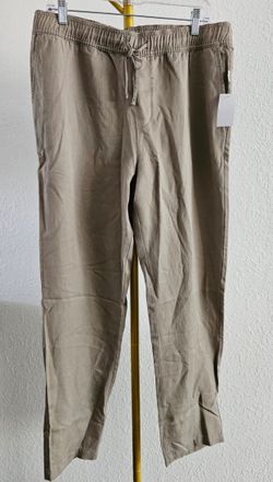 Onia Twill Flat Front Linen Blend Pants,  Beige Size L ( Brand New)
