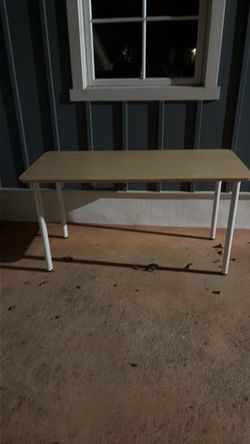 Wood Top Desk with White Metal Legs