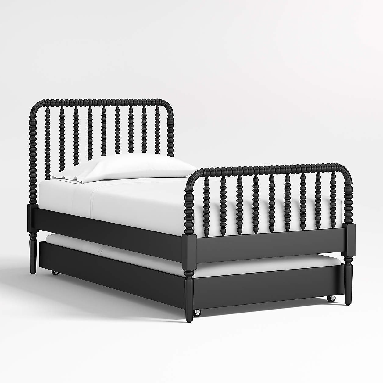 Crate & Barrel Jenny Lind Twin Bed Black Incl. Trundle, 2 Mattresses