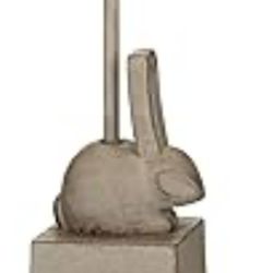 Lighting Bunny Farmhouse Rustic Accent Table Lamp With The He Washed Gray Base And White Lampshade H20""amp 