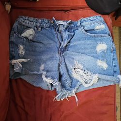 Rue 21 Blue Jean Distressed Shorts Size 12