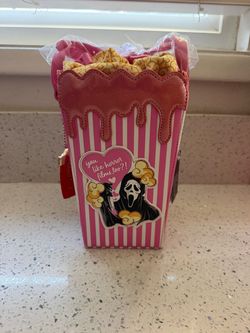 Ghost face popcorn bag from spirit Halloween