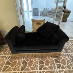 Vintage Black Velvet Chaise Lounge