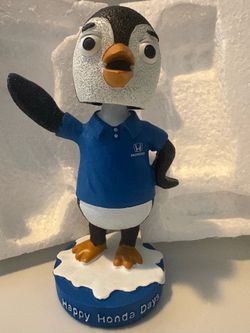 (Happy Honda Day) So call Honda Penguin Statue With Bouncing Head 6 1/2” high 2 1/2” Diameter at bottom Brand New In Original Packaging