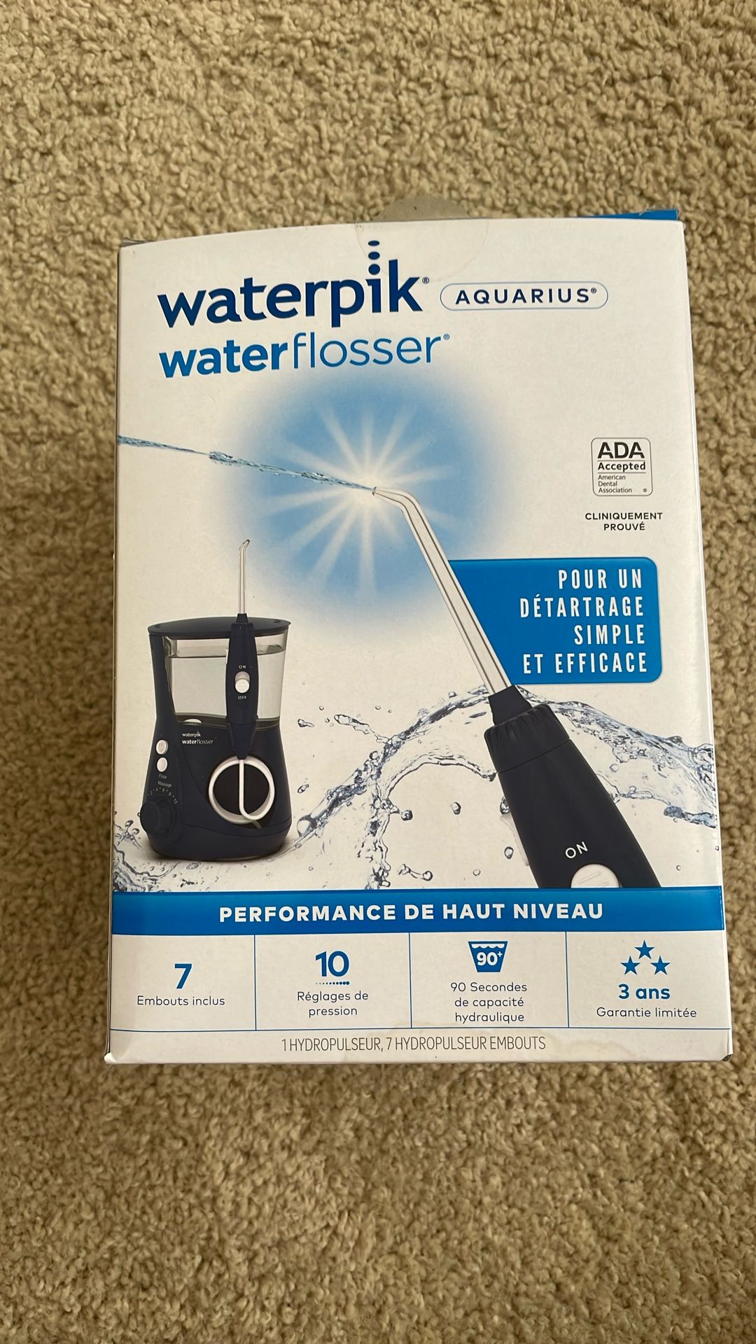 Cash $20 Waterpik Aquarius Blue WP-663 Water Flosser For Teeth Cleaning, Gums, Braces, Electric 10 Settings, 7 Tips