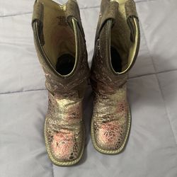 Brown with pink boots size 2.5