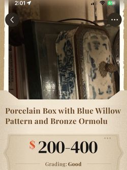 Porcelain Box with Blue Willow Pattern and Bronze Ormolu