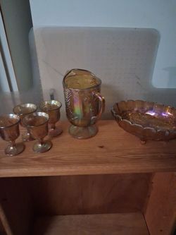 Vintage amber/marigold carnival glass