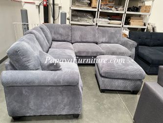 New in box 106" x 76" Sectional Couch and Ottoman Set Corner Sofa Small Living Room Space Saving Apartment Grey Gray Ivory white beige Black Fabric