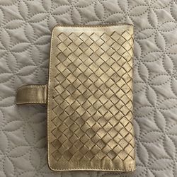 Wallet, Gold Leather Woven Wallet, 