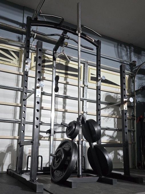 《FREE DELIVERY》SQUAT RACK + ADJUSTABLE BENCH + OLYMPIC WEIGHT PLATES + OLYMPIC BARBELL + WEIGHT TREE + FLOOR MATS