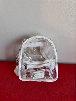 Madden Girl Clear Plastic Makeup Bag Case White Trim Zippered
