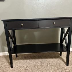 Modern Black Console / Entry Table - Built-In Cable Management