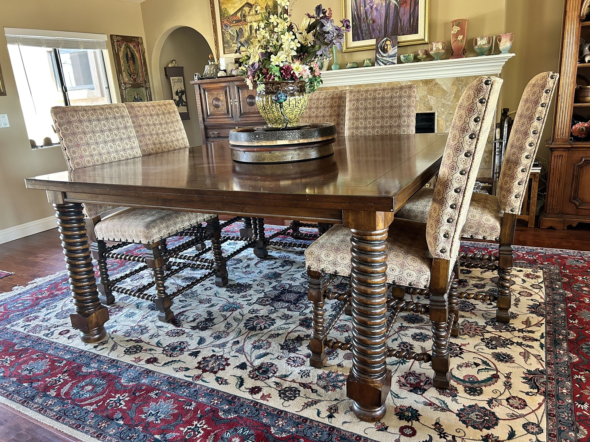 Solid Wood Dining Set & 6 Chairs