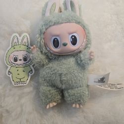 Labubu macaron green grape plush toy keychain