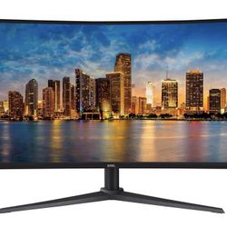 onn 34" Curved Ultrawide WQHD (3440 x 1440p) 100Hz Bezel-Less Office Monitor with Cable, Black