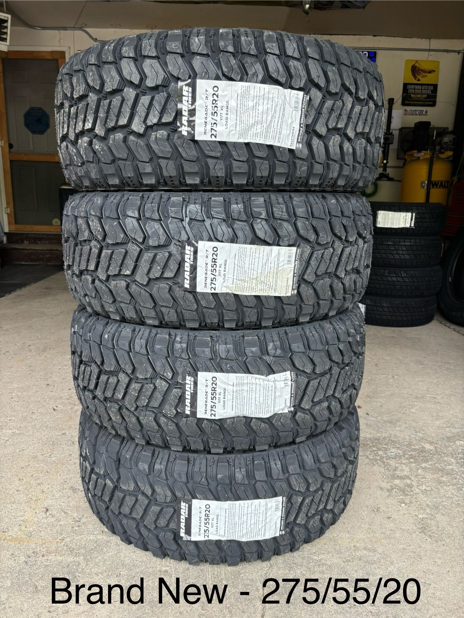 (4) - 275/55/20 Radar Renegade R/T Tires