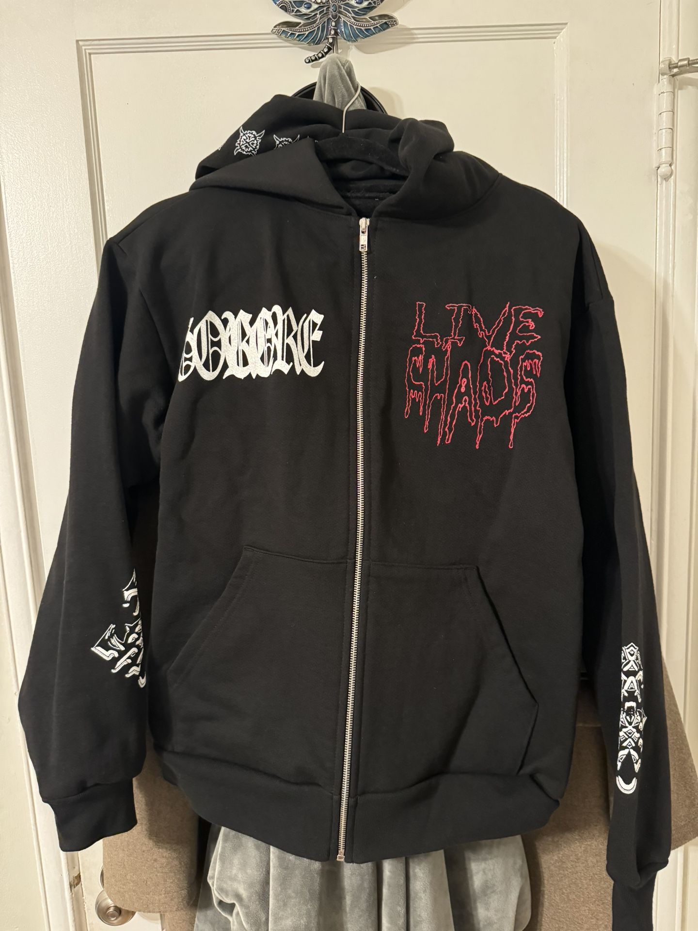 Ken Carson A Great Chaos Tour Zip Up Hoodie Size Large